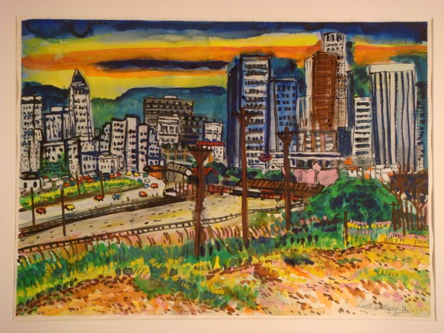Original painting of L.A. cityscape by ROBERTO GUTIERREZ